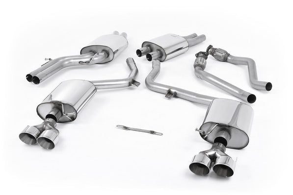 Milltek | Audi S4 B8.5 | Sportabgasanlage – Audi S4 V6/S5 3.0 B8.5 Sportback - Resonated (Quieter) Cat-Back Exhaust System with Quad Outlet Polished Trims