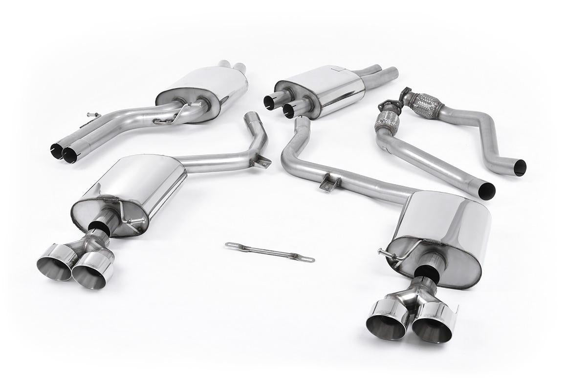 Milltek | Audi S4 B8.5 | Sportabgasanlage – Audi S4 V6/S5 3.0 B8.5 Sportback - Resonated (Quieter) Cat-Back Exhaust System with Quad Outlet Polished Trims