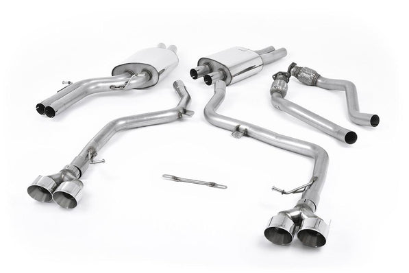 Milltek | Audi S4 B8.5 | Sportabgasanlage – Audi S4 V6/S5 3.0 B8.5 Sportback - Cat-Back Race (Louder) Exhaust System with Quad Outlet Polished Trims